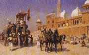 Great Mogul and his Court Returning from the Great Mosque at Delhi, India